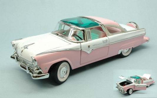 MODELLINO IN SCALA COMPATIBILE CON FORD FAIRLANE CROWN VICTORIA 1955 PINK 1:18 LUCKY YM92138PK