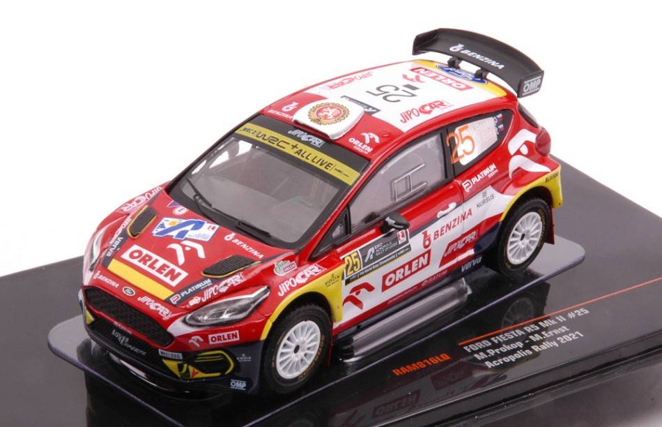 MODELLINO IN SCALA COMPATIBILE CON FORD FIESTA R5 MKII N.25 WRC2 RALLY ACROPOLIS 2021 PROKOP/ERNST 1:43 IXO MODEL RAM816LQ