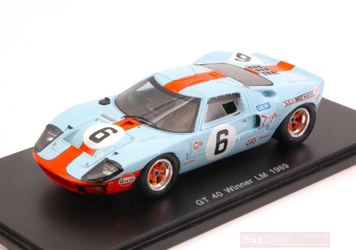 MODELLINO IN SCALA COMPATIBILE CON FORD GT 40 N.6 WINNER LM 1969 J.ICKX-J.OLIVER 1:43 REPROD. SPARK S43LM69