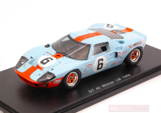 MODELLINO IN SCALA COMPATIBILE CON FORD GT 40 N.6 WINNER LM 1969 J.ICKX-J.OLIVER 1:43 REPROD. SPARK S43LM69