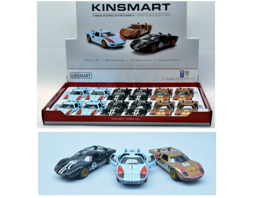 MODELLINO IN SCALA COMPATIBILE CON FORD GT40 MKII  HERITAGE RACING COL.ASS cm 12 KINSMART KT5427DF