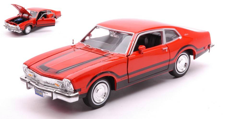 MODELLINO IN SCALA COMPATIBILE CON FORD MAVERICK 1974 "FORGETTEN CLASSIC SERIES" ORANGE W/BLACK STRIP.1:24 MOTORMAX MTM79043O