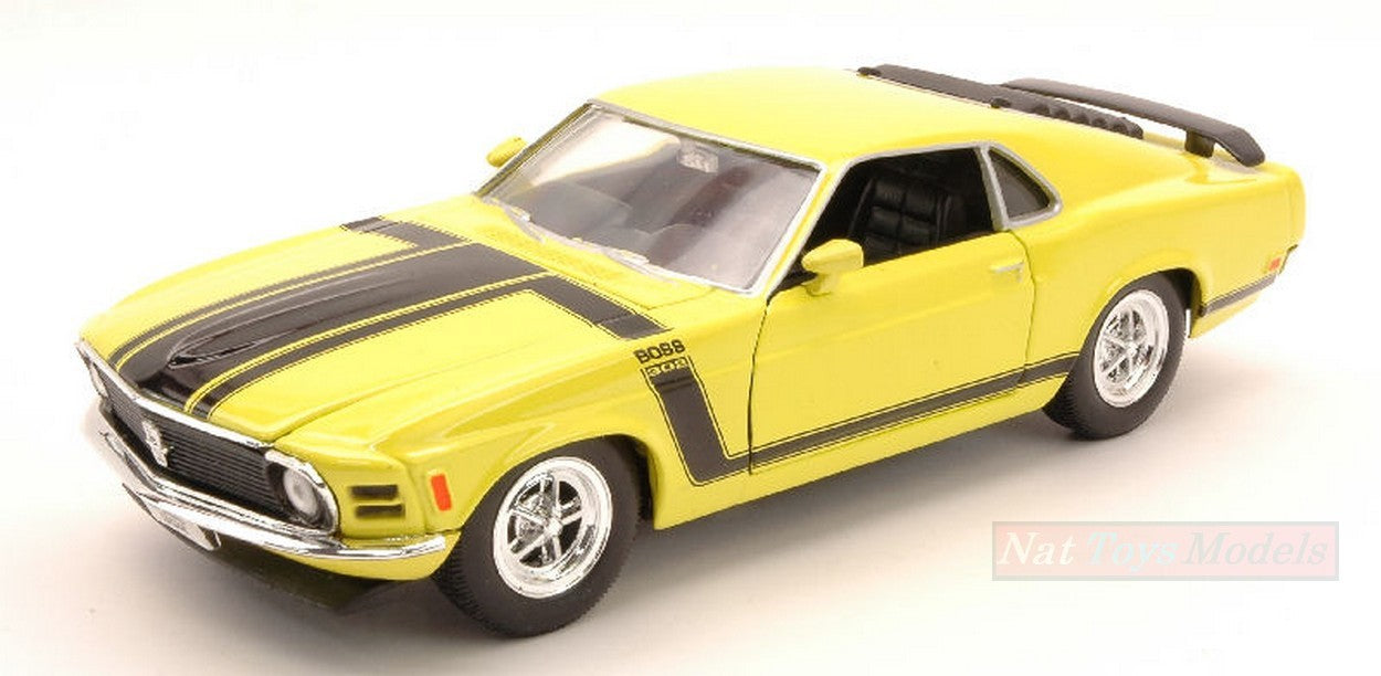 MODELLINO IN SCALA COMPATIBILE CON FORD MUSTANG BOSS 302 1970 YELLOW/BLACK 1:24 WELLY WE0231