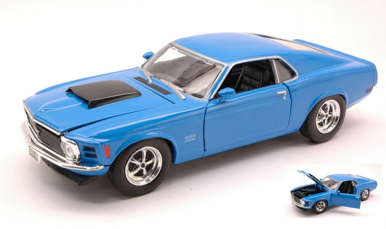 MODELLINO IN SCALA COMPATIBILE CON FORD MUSTANG BOSS 429 1970 BLUE 1:24 MOTORMAX MTM73303BL