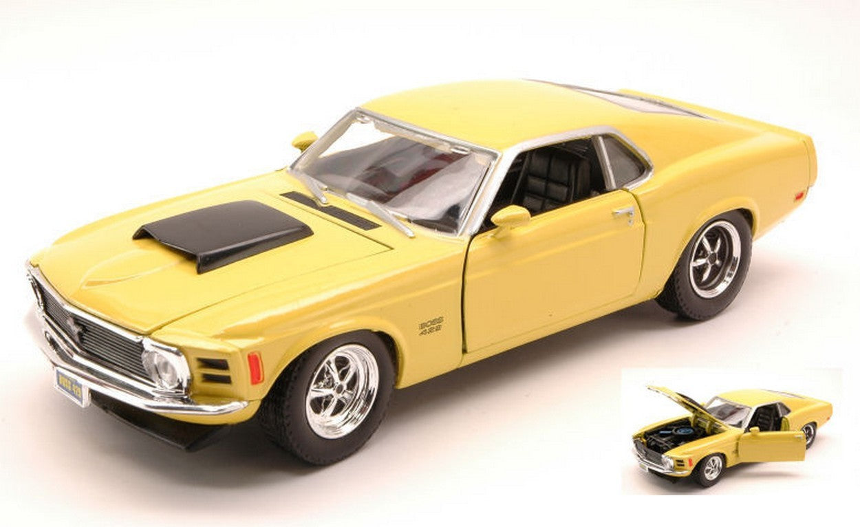 MODELLINO IN SCALA COMPATIBILE CON FORD MUSTANG BOSS 429 1970 YELLOW 1:24 MOTORMAX MTM73303YL