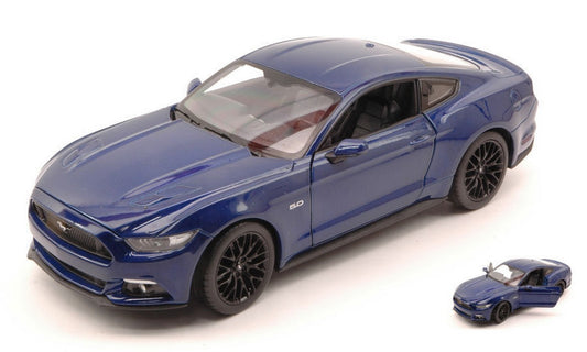 MODELLINO IN SCALA COMPATIBILE CON FORD MUSTANG GT 2015 BLUE 1:24 WELLY WE24062BL