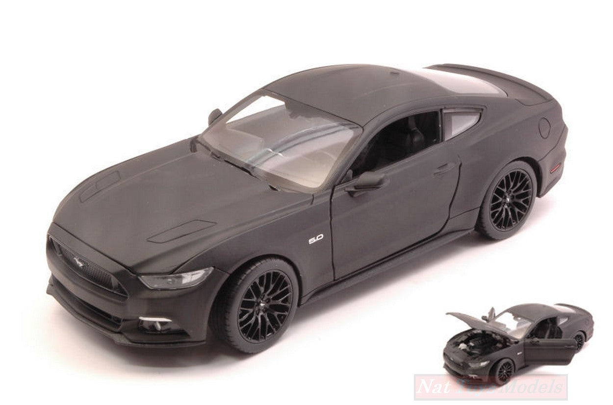 MODELLINO IN SCALA COMPATIBILE CON FORD MUSTANG GT 2015 MATT BLACK 1:24 WELLY WE24062MBK