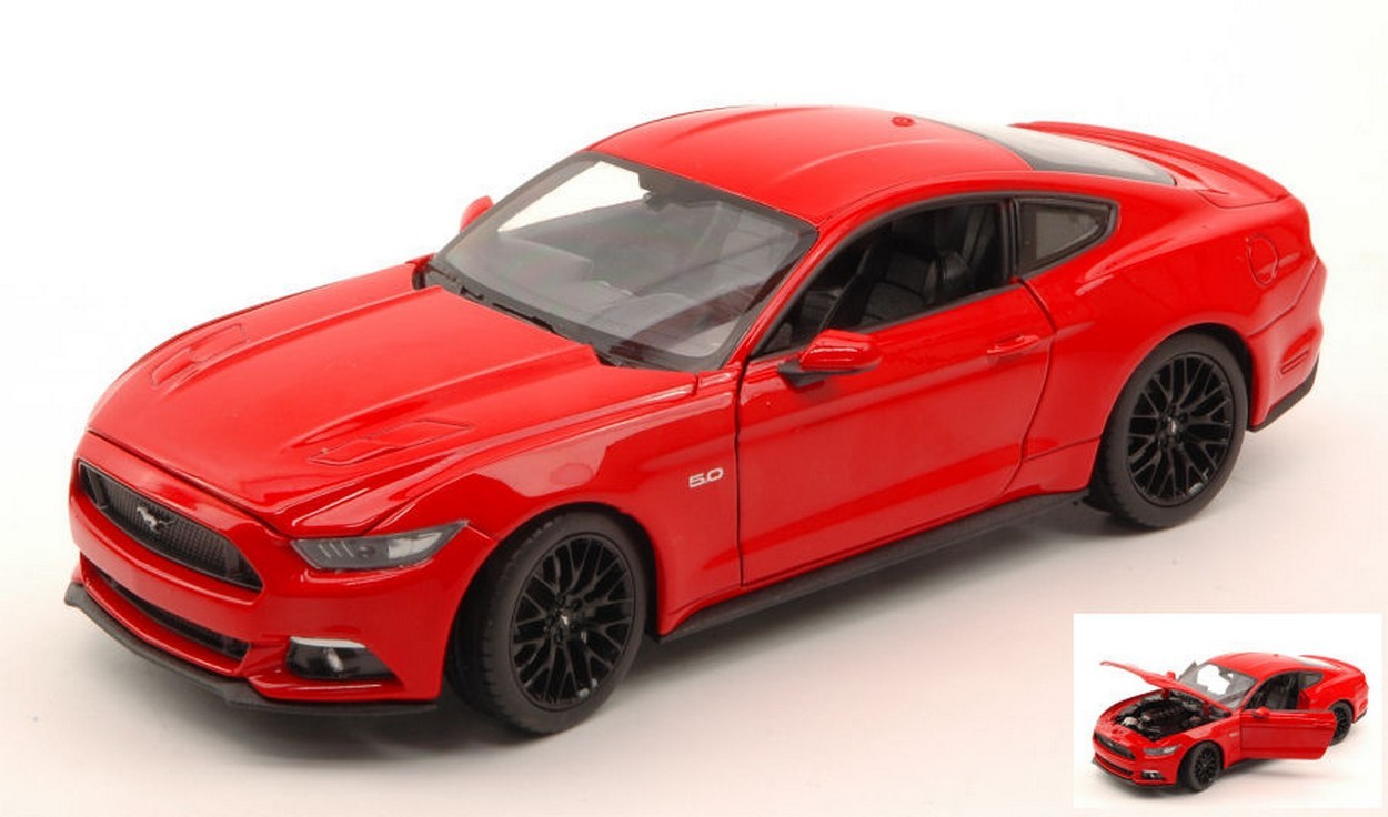 MODELLINO IN SCALA COMPATIBILE CON FORD MUSTANG GT 2015 RED 1:24-27 WELLY WE24062R