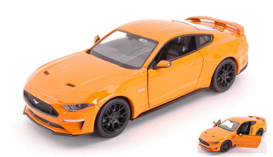 MODELLINO IN SCALA COMPATIBILE CON FORD MUSTANG GT 2018 ORANGE 1:24 MOTORMAX MTM79352OR