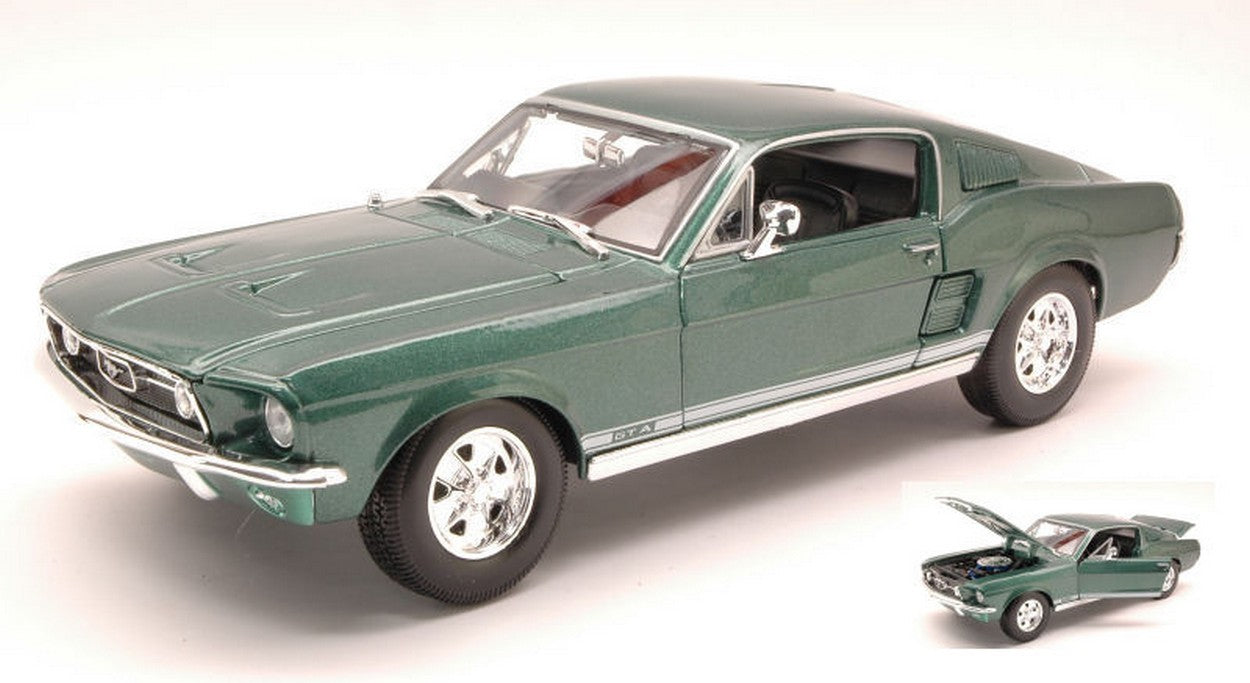 MODELLINO IN SCALA COMPATIBILE CON FORD MUSTANG GTA FASTBACK 1967 METALLIC GREEN 1:18 MAISTO MI31166GR
