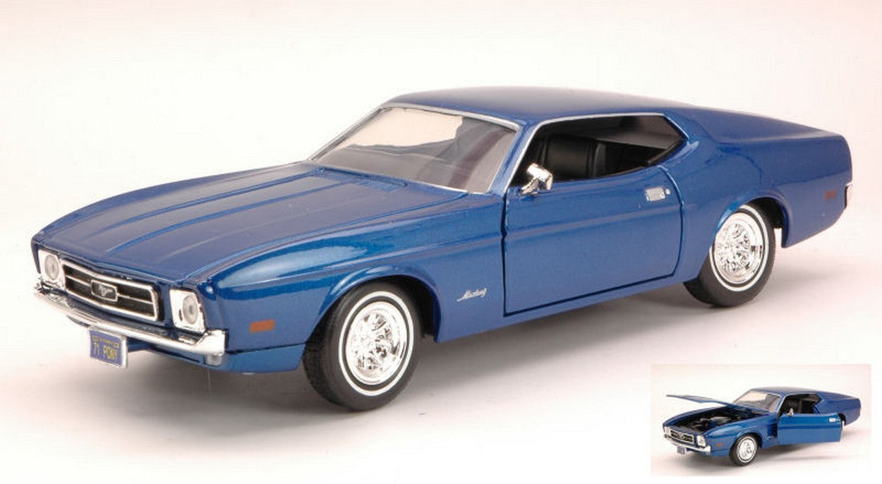 MODELLINO IN SCALA COMPATIBILE CON FORD MUSTANG SPORTSROOF 1971 BLUE 1:24 MOTORMAX MTM73327BL