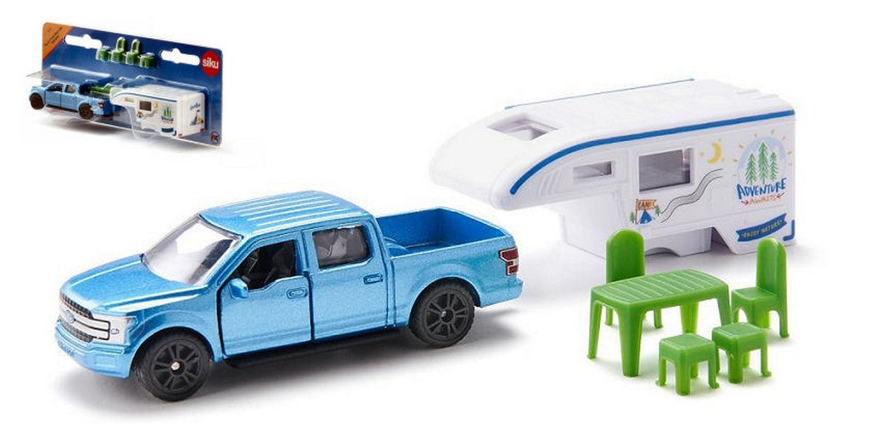 MODELLINO IN SCALA COMPATIBILE CON FORD PICK UP CAMPER F150 mm 99 + 60 SIKU SK1693