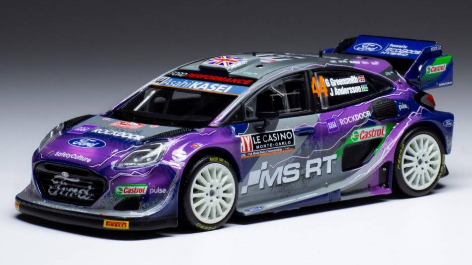 MODÈLE RÉDUIT COMPATIBLE AVEC FORD PUMA WRC N.44 RALLYE MONTE CARLO 2022 GREENSMITH/ANDERSSON 1:43 IXO MODEL RAM830