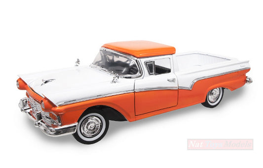 MODELLINO IN SCALA COMPATIBILE CON FORD RANCHERO 1957 WHITE/ORANGE 1:18 LUCKY LDC92208OR