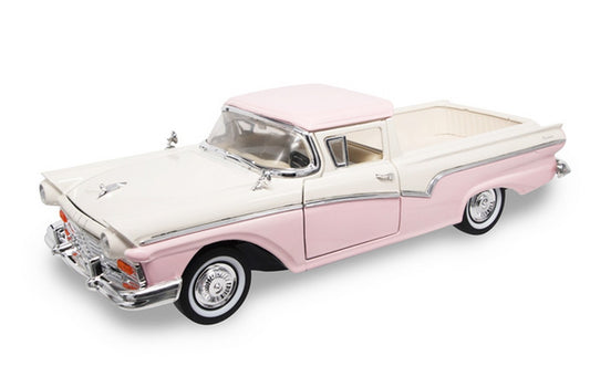 MODELLINO IN SCALA COMPATIBILE CON FORD RANCHERO 1957 WHITE/PINK 1:18 YAT MING YM92208PK