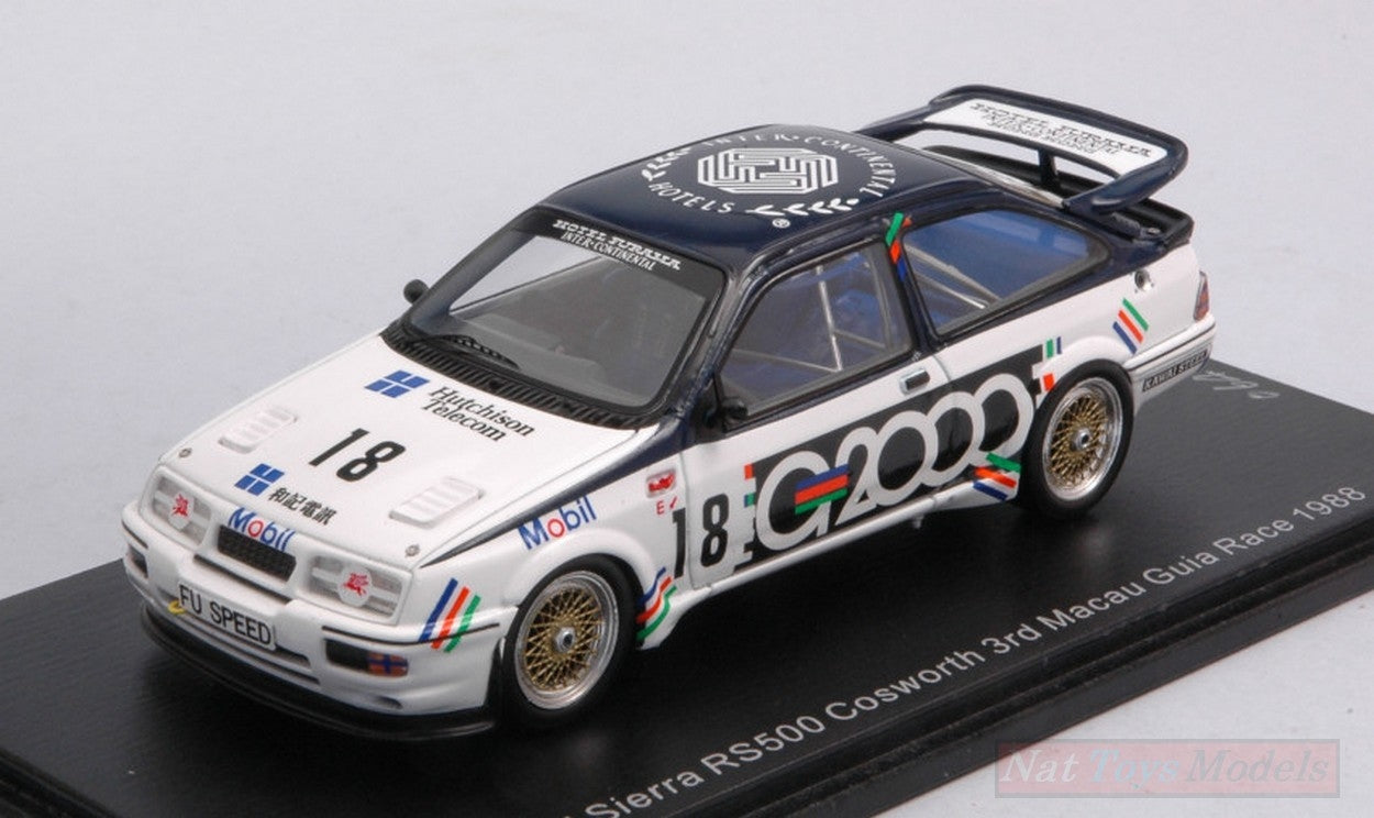 MODELLINO IN SCALA COMPATIBILE CON FORD SIERRA RS500 COSWORTH N.18 3rd MACAU GUIA RACE 1988 A.ROUSE 1:43 SPARK MODEL SA190