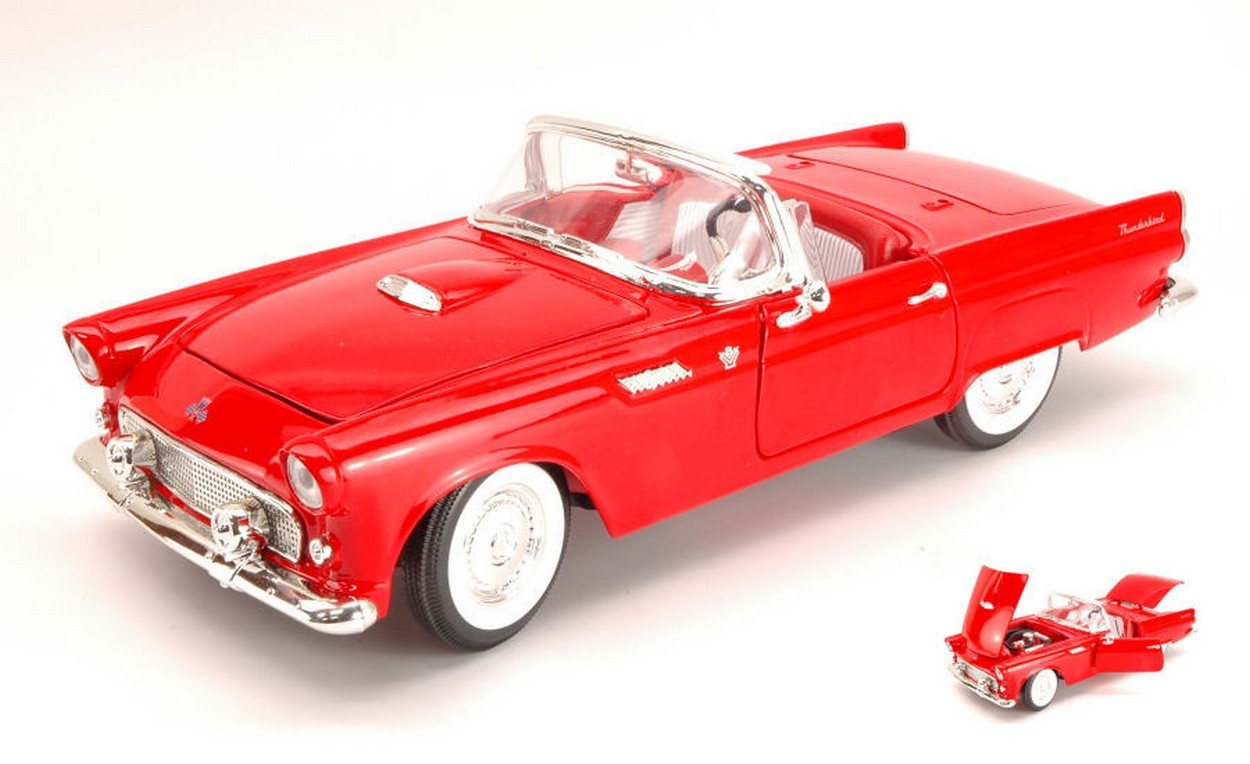 MODELLINO IN SCALA COMPATIBILE CON FORD THUNDERBIRD CONVERTIBLE HARD TOP 1955 RED 1:18 YAT MING YM92068RD