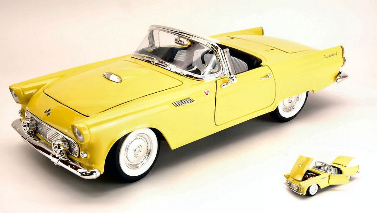 MODELLINO IN SCALA COMPATIBILE CON FORD THUNDERBIRD CONVERTIBLE HARD TOP 1955 YELLOW 1:18 YAT MING YM92068YL
