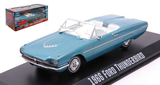 MODELLINO IN SCALA COMPATIBILE CON FORD THUNDERBIRD CONVERTIBLE THELMA & LOUISE 1991 1966 BLUE/WHITE 1:43 GREENLIGHT GREEN86617