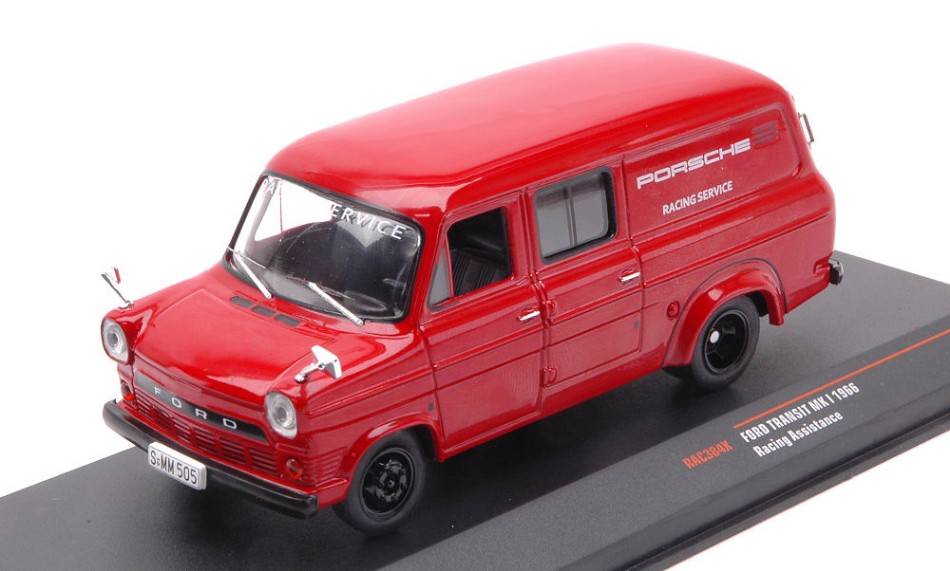 MODELLINO IN SCALA COMPATIBILE CON FORD TRANSIT MKI VAN PORSCHE RACING SERVICE 1966ASSITANCE VAN 1:43 IXO MODEL RAC384X