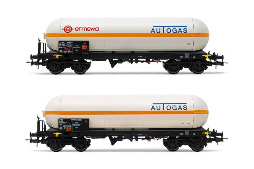 SCALE MODEL COMPATIBLE WITH FS 2-UNIT PACK GAS TANK WAGON 4 AXLES EP.V 1:87 RIVAROSSI HR6511