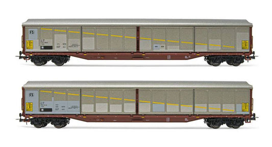 MODELLINO IN SCALA COMPATIBILE CON FS 2-UNITS PACK CLOSED WAGONS A PARETI SCORREVOLI EP.V 1:87 RIVAROSSI HR6529