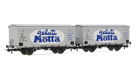 SCALE MODEL COMPATIBLE WITH FS 2-UNITS PACK REFRIGERATED WAGON GELATI MOTTA EP.III 1:87 RIVAROSSI HR6564