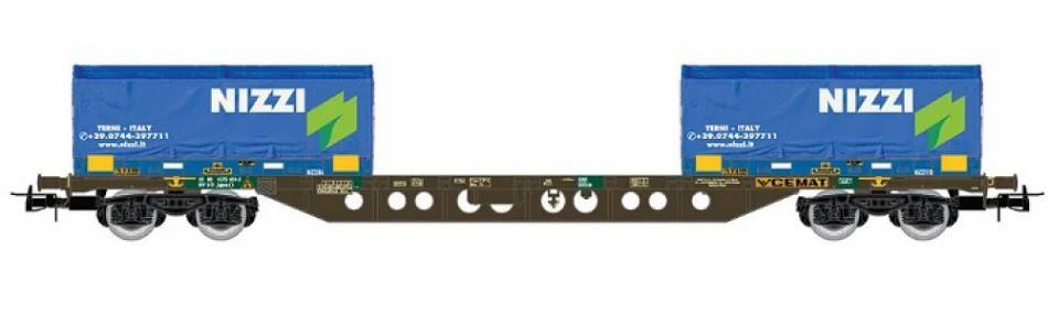 MODELLINO IN SCALA COMPATIBILE CON FS 4 ASSI CONTAINER WAGON "NIZZI" EP.V-VI 1:87 RIVAROSSI HR6615