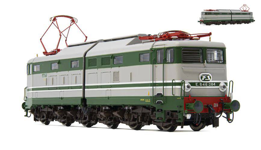 SCALE MODEL COMPATIBLE WITH FS ELECTRIC LOCOMOTIVES AND 646 2nd SERIES GREEN GRAY ALUM. ERA IIIb 1:87 RIVAROSSI HR2867
