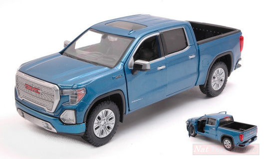 SCALE MODEL COMPATIBLE WITH GMC SIERRA 1500 DENALI CREW CAB 2019 METALLIC BLUE 1:27 MOTORMAX MTM79362B