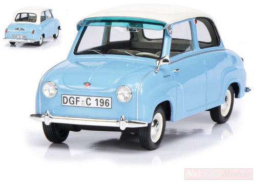 SCALE MODEL COMPATIBLE WITH GOGGOMOBIL 1955 LIGHT BLUE W/WHITE ROOF 1:18 SCHUCO SH0096