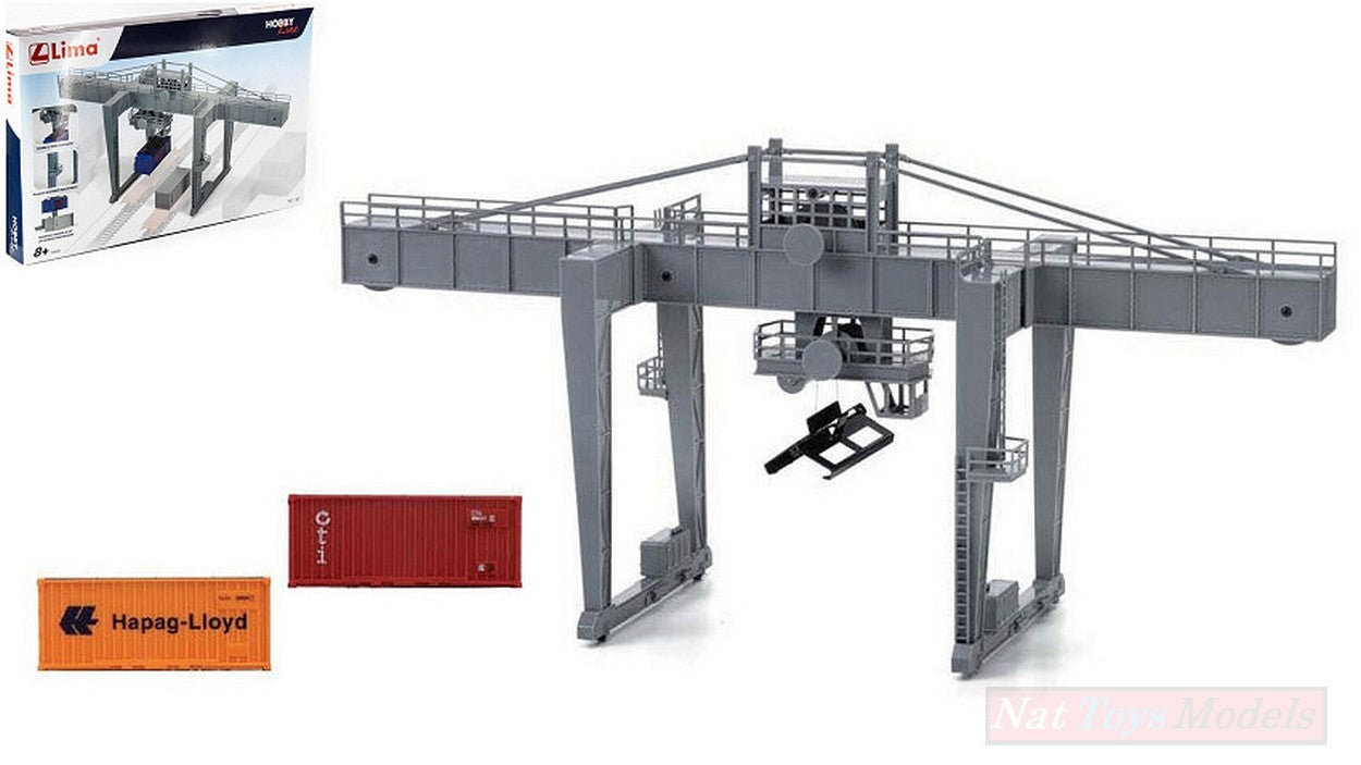 MODÈLE RÉDUIT COMPATIBLE AVEC GRUE FERROVIAIRE AVEC 2 CONTENEURS ÉCHELLE H0 1:87 LIMA HL8000
