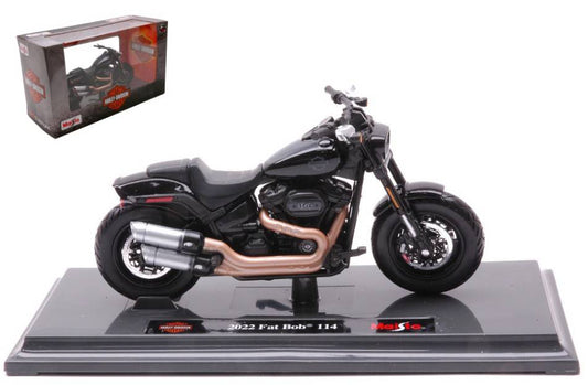 MODELE REDUIT COMPATIBLE AVEC HARLEY DAVIDSON FAT BOB 114 2022 NOIR 1:18 MAISTO MI22937