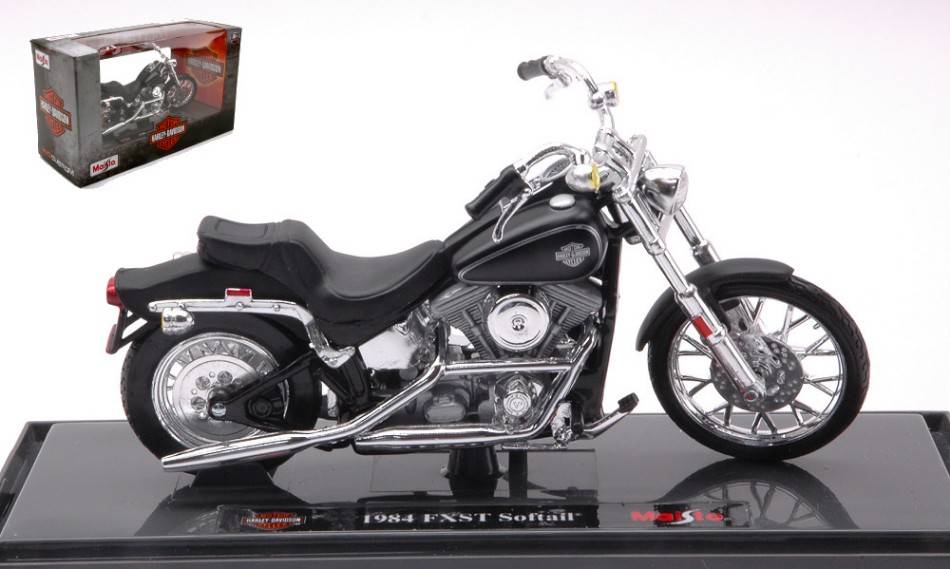 MODELE REDUIT COMPATIBLE AVEC HARLEY DAVIDSON FXST SOFTAIL 1984 NOIR 1:18 MAISTO MI21914B