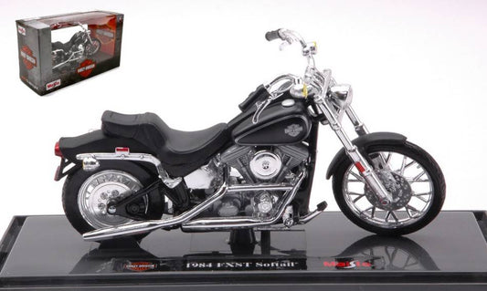MODELE REDUIT COMPATIBLE AVEC HARLEY DAVIDSON FXST SOFTAIL 1984 NOIR 1:18 MAISTO MI21914B