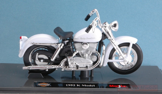 MODELE REDUIT COMPATIBLE AVEC HARLEY DAVIDSON K MODEL 1952 BLANC 1:18 MAISTO MI18858