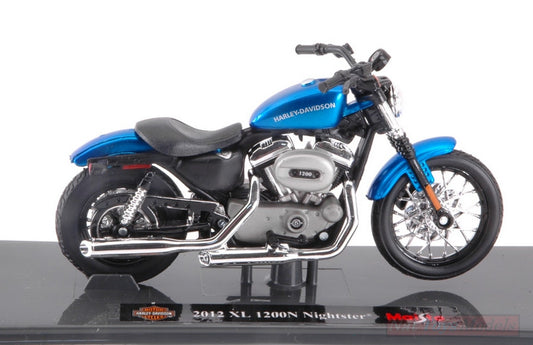 MODELE REDUIT COMPATIBLE AVEC HARLEY DAVIDSON XL 1200N NIGHTSTER 2012 BLEU 1:18 MAISTO MI18861