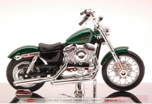 MODELE REDUIT COMPATIBLE AVEC HARLEY DAVIDSON XL 1200V SEVENTY-TWO 2012 VERT MÉTALLISÉ 1:18 MAISTO MI13078