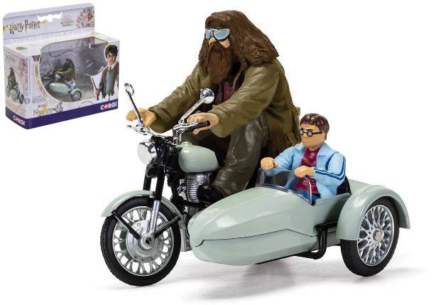 MODELLINO IN SCALA COMPATIBILE CON HARRY POTTER HAGRIDS MOTORCYCLE AND SIDECAR cm 6,5 CORGI CC99727