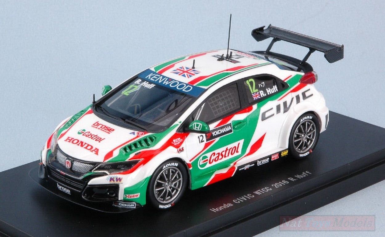 SCALE MODEL COMPATIBLE WITH HONDA CIVIC CASTROL N.12 6th WTCC 2016 R.HUFF 1:43 EBBRO EB45567