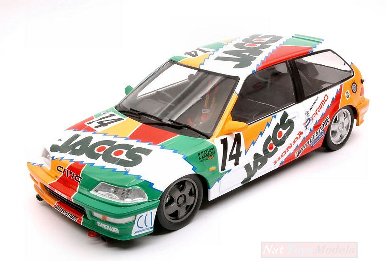 MODÈLE RÉDUIT COMPATIBLE AVEC HONDA CIVIC EF-9 N.14 SUZUKA RALLY 1992 N.HATTORI-K.KANEISHI 1:18 TRIPLE T9-1800108