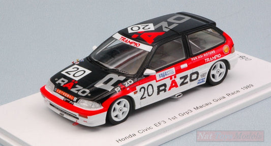 MODELLINO IN SCALA COMPATIBILE CON HONDA CIVIC EF3 N.20 1st GR.3 MACAU GUIA RACE 1989 T.TSUTSUMI 1:43 SPARK MODEL SA125