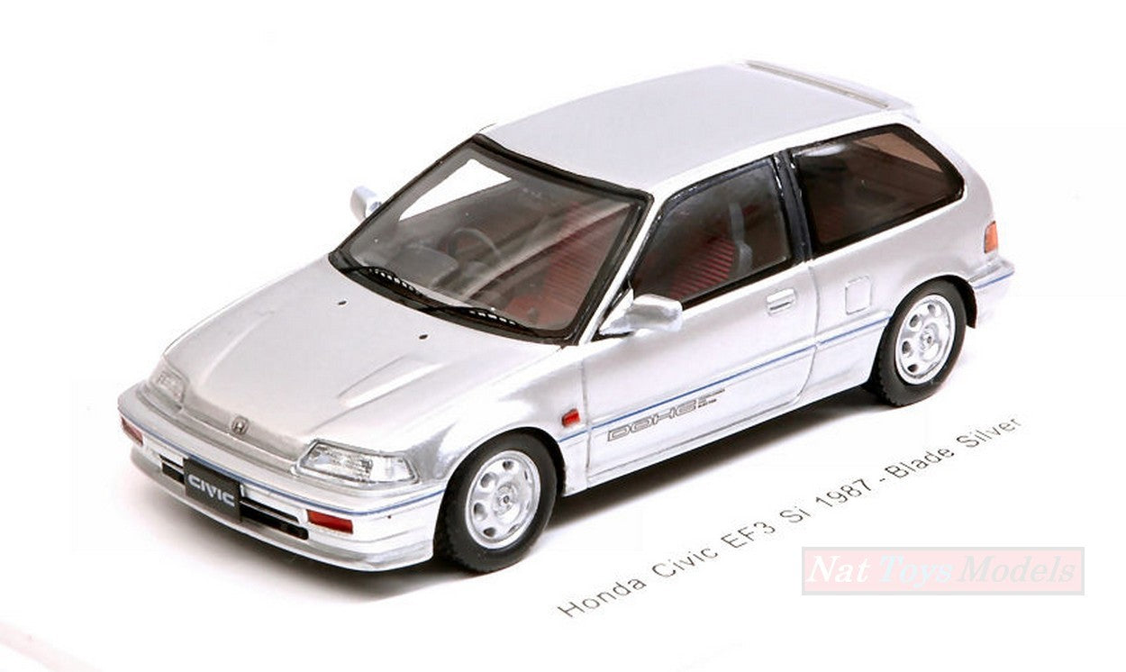 MODELLINO IN SCALA COMPATIBILE CON HONDA CIVIC EF3 Si 1987 SILVER 1:43 SPARK MODEL S5450