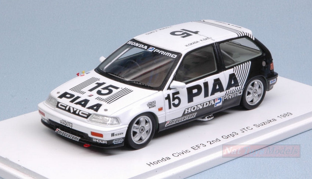 MODELLINO IN SCALA COMPATIBILE CON HONDA CIVIC PIAA NAKAJIMA PLANNING CIVIC EF3 1989 H.OKADA-K.SATO 1:43 SPARK MODEL S5456