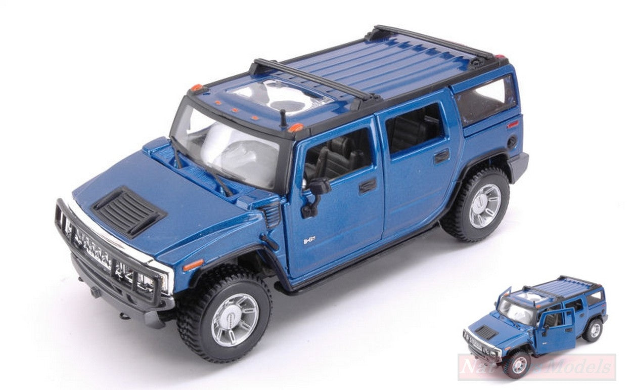 MODÈLE RÉDUIT COMPATIBLE AVEC HUMMER H2 SUV 2003 BLEU MÉTALLISÉ 1:27 MAISTO MI31231B