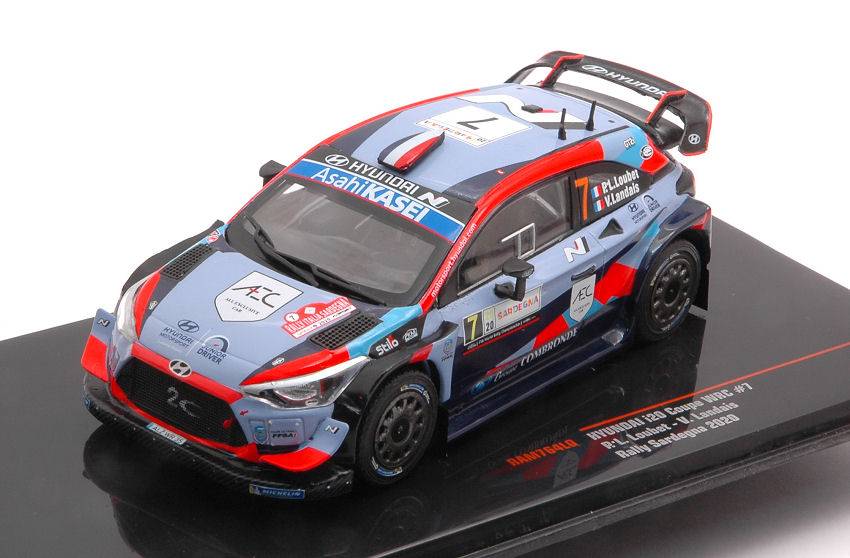 SCALE MODEL COMPATIBLE WITH HYUNDAI i2 COUPE WRC N.7 WRC RALLY SARDINIA 2020 LOUBET-LANDAIS 1:43 IXO MODEL RAM764