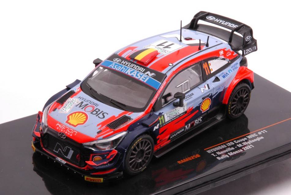 MODELE REDUIT COMPATIBLE AVEC HYUNDAI i20 COUPE WRC N.11 RALLY MONZA 2021 NEUVILLE/WYDAEGHE 1:43 IXO MODEL RAM825