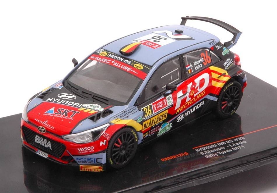 SCALE MODEL COMPATIBLE WITH HYUNDAI i20 N RALLY 2 N.36 RALLY YPRES 2021MUNSTER/LOUKA 1:43 IXO MODEL RAM812LQ