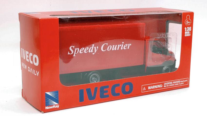 MODELLINO IN SCALA COMPATIBILE CON IVECO DAILY CENTINATO ROSSO 1:36 NEW RAY NY15873F