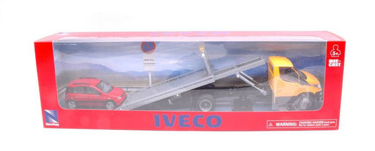 MODELLINO IN SCALA COMPATIBILE CON IVECO DAILY GIALLO C/PANDA ROSSA 1:43 NEW RAY NY15875PR